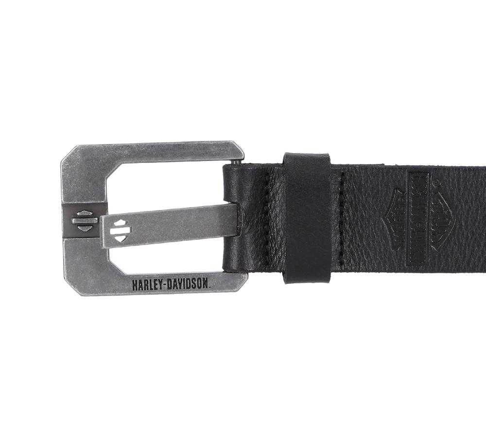 Harley Die Cut Bar & Shield 2 Prong Belt In Black