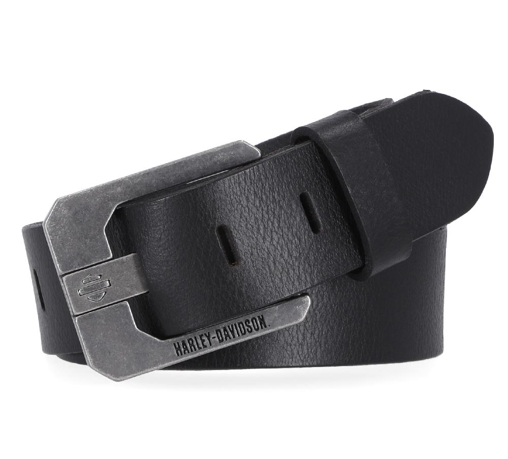 harley Die Cut Bar & Shield 2 Prong Belt in Black