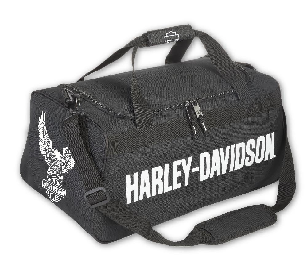 harley Eagle Logo Duffel in Black/White
