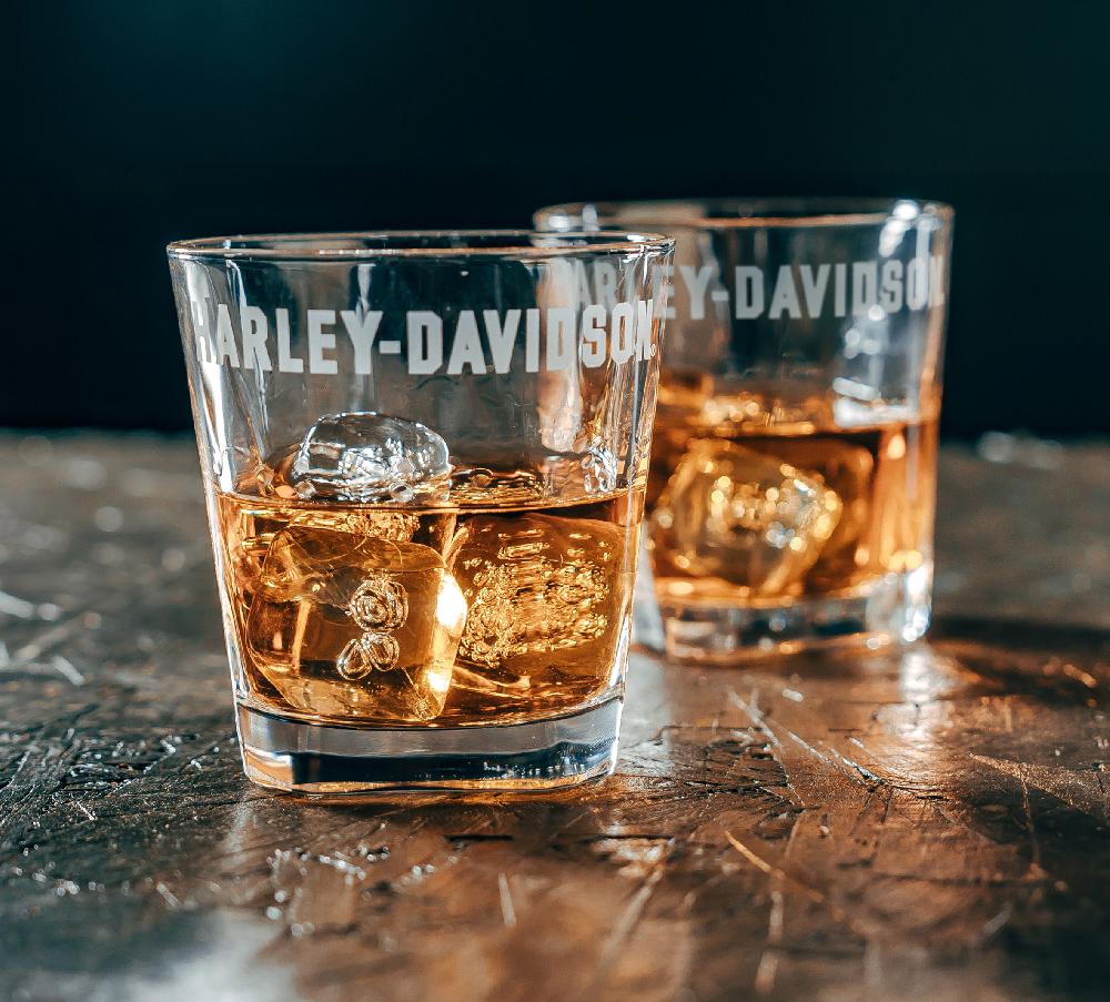 Harley Etched Rocks Glass Set Of 2