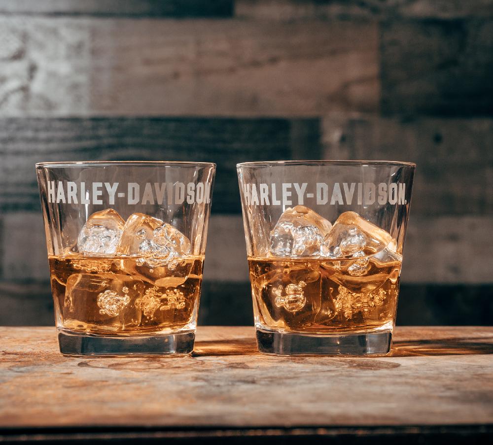 Harley Etched Rocks Glass Set Of 2