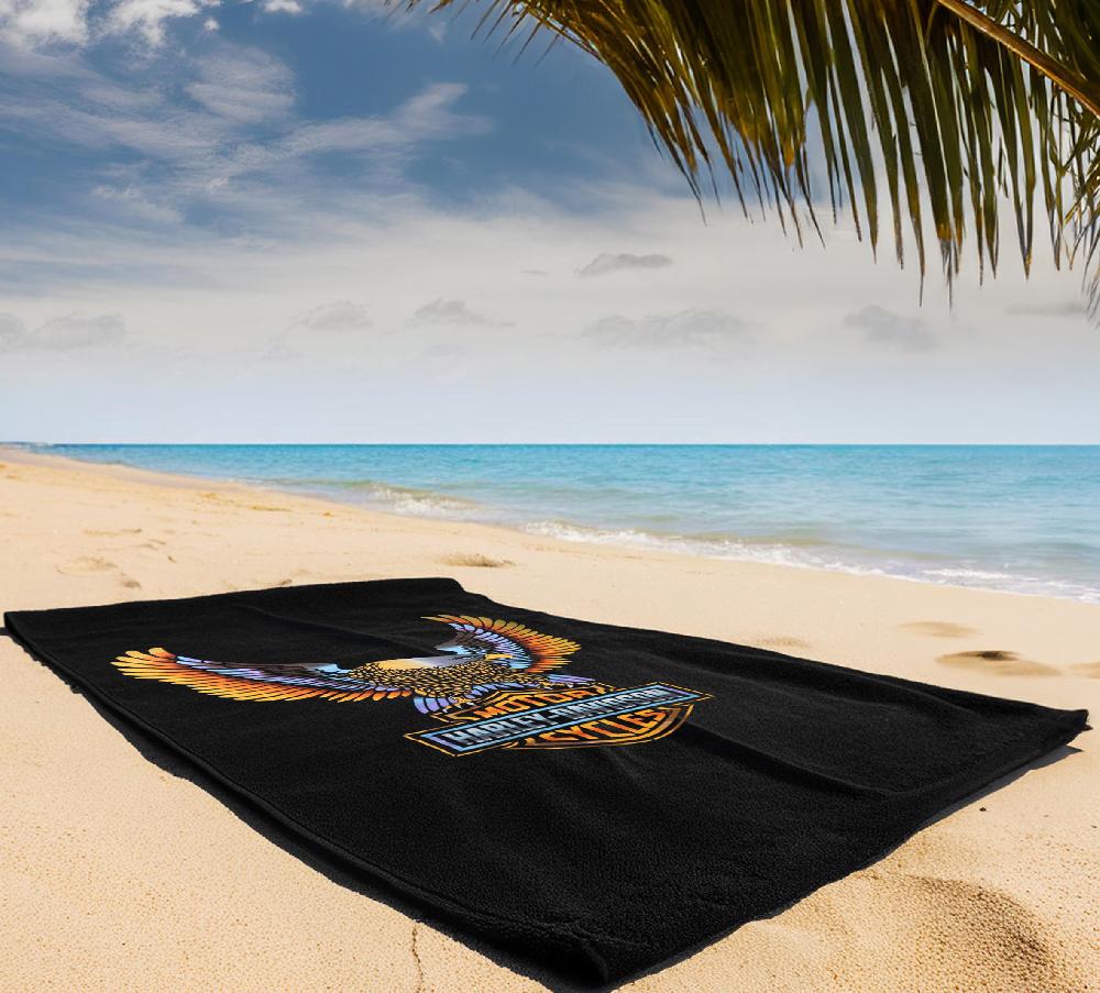 Harley H-D Vivid Bar & Shield Eagle Beach Towel