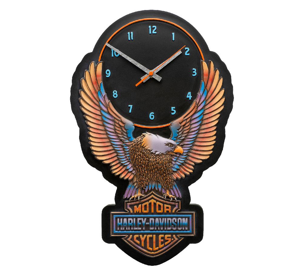 harley H-D Vivid Bar & Shield Eagle Outdoor Clock