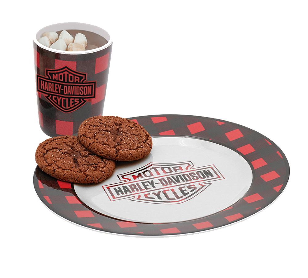 Harley Holiday Plaid Cookie Plate And Cup Set
