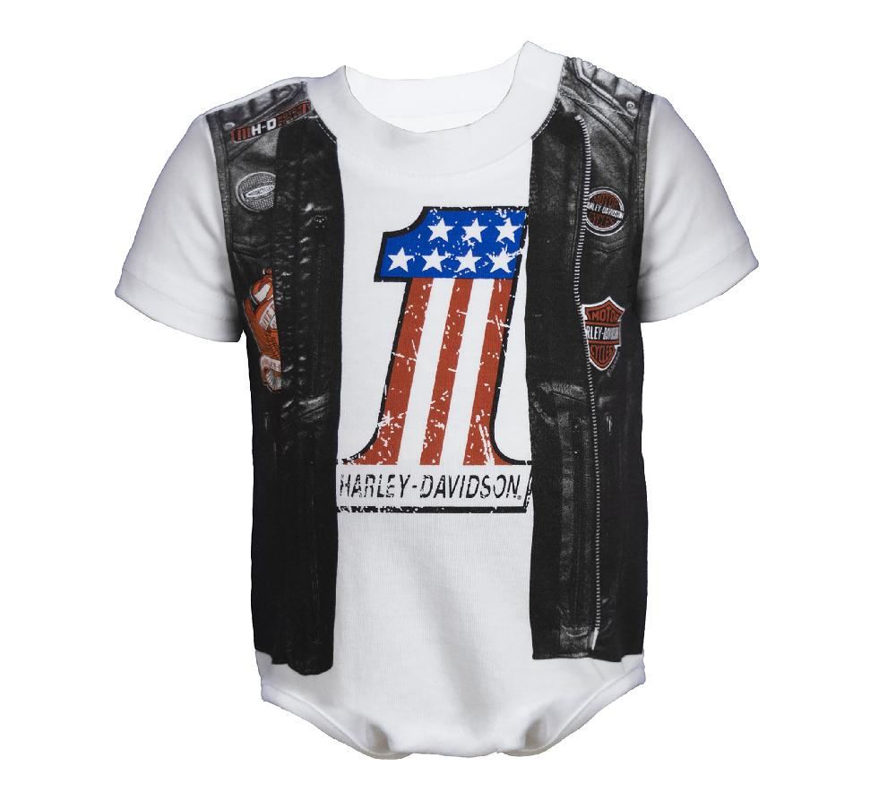 harley Infant Boy's Printed Faux Vest Creeper