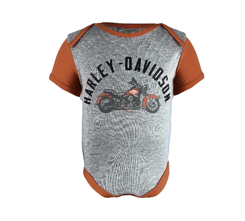 Harley Infant Ribbed 2 Pack Bodysuits - Black/ Orange
