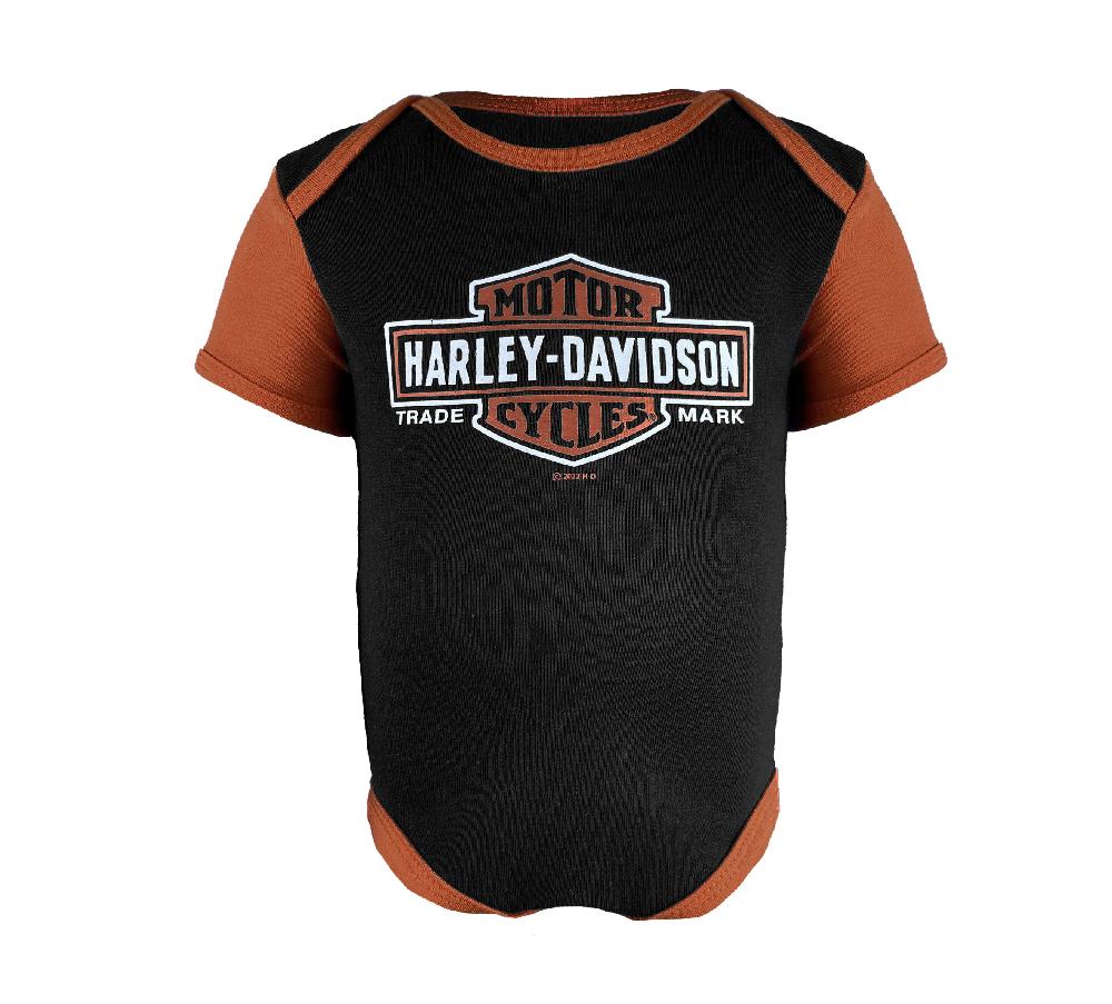 Harley Infant Ribbed 2 Pack Bodysuits - Black/ Orange