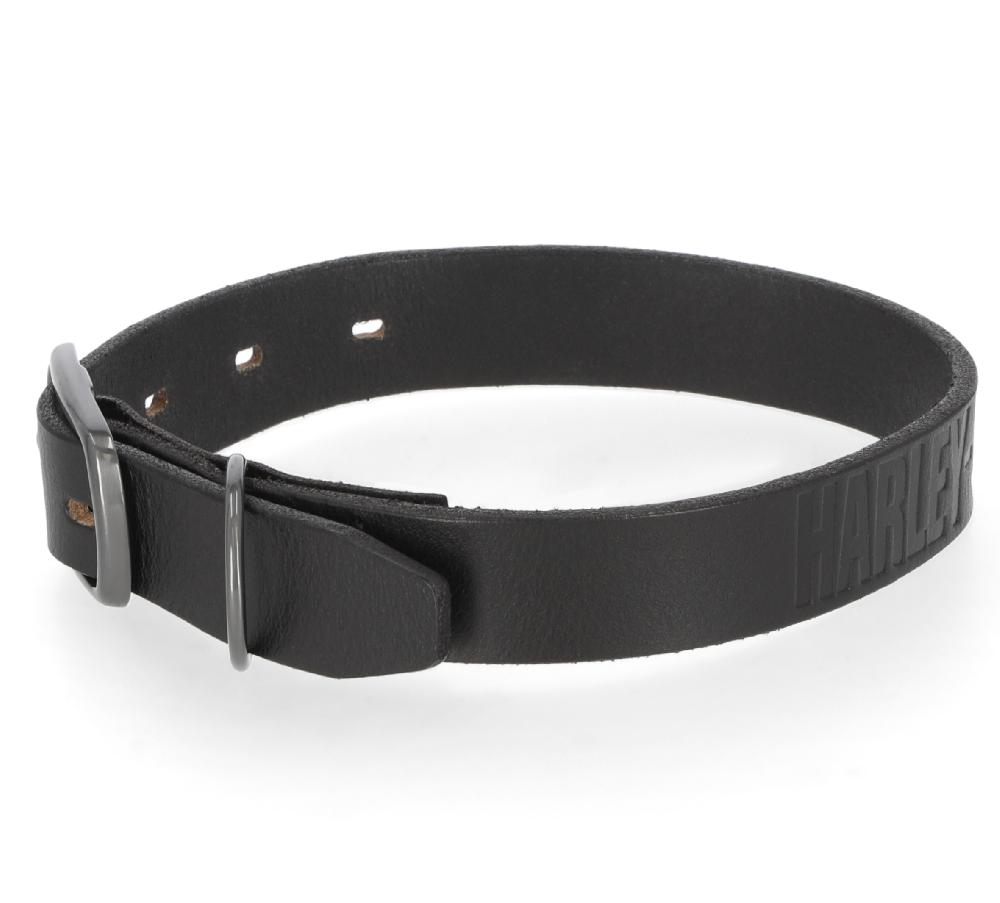 harley Leather Dog Collar Black Sm/Md 13"-17"