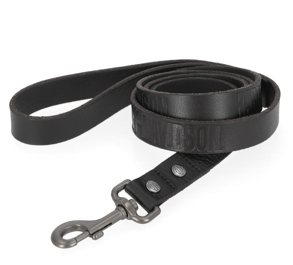 harley Leather Dog Leash Black - 5'