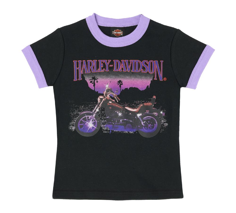 harley Little Girls Ribbed Ringer Tee