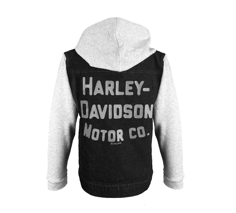 Harley Little Kid's Denim And Fleece Hooded Jacket