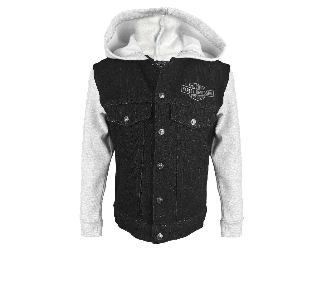 harley Little Kid's Denim and Fleece Hooded Jacket