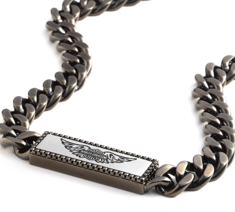 Harley Men's 22" Wing Logo Curb Chain Necklace