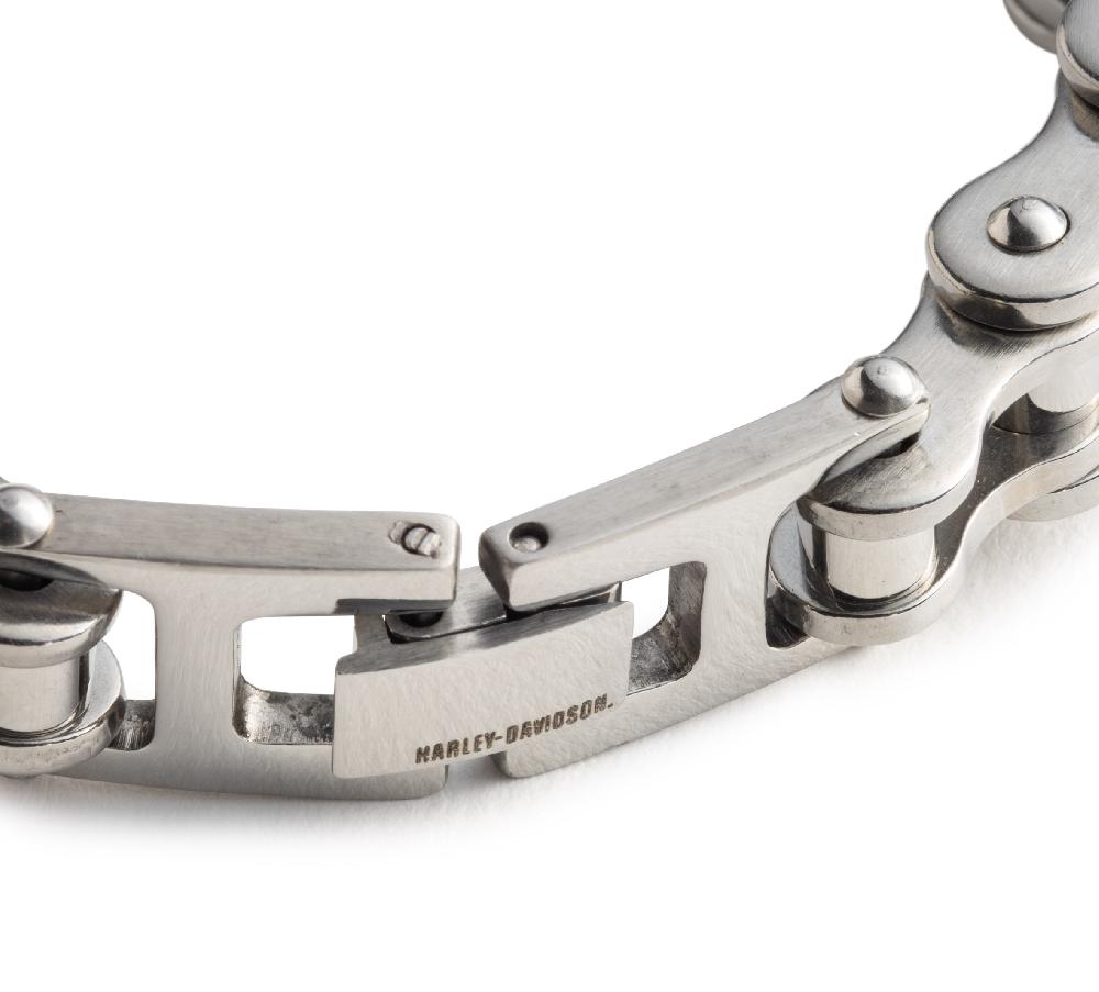 Harley Men's 9" Bar & Shield Bike Chain Bracelet