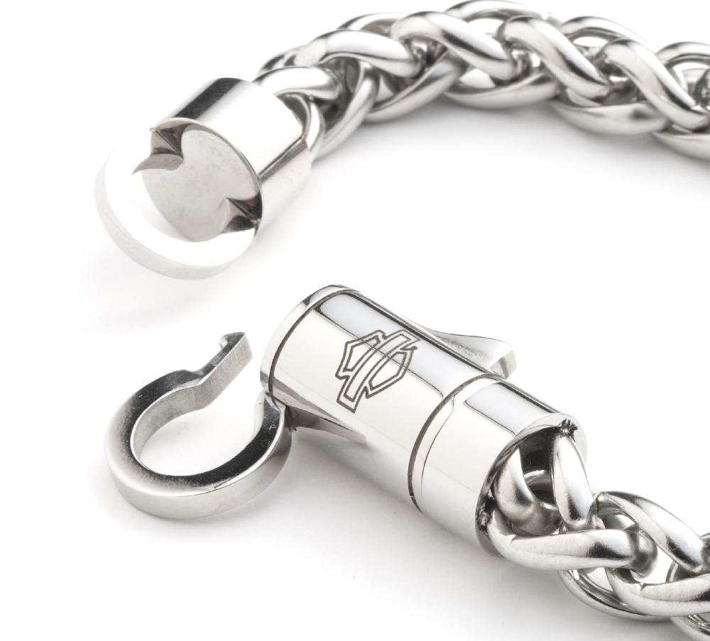 Harley Men's 9" Bar & Shield Rope Chain Bracelet
