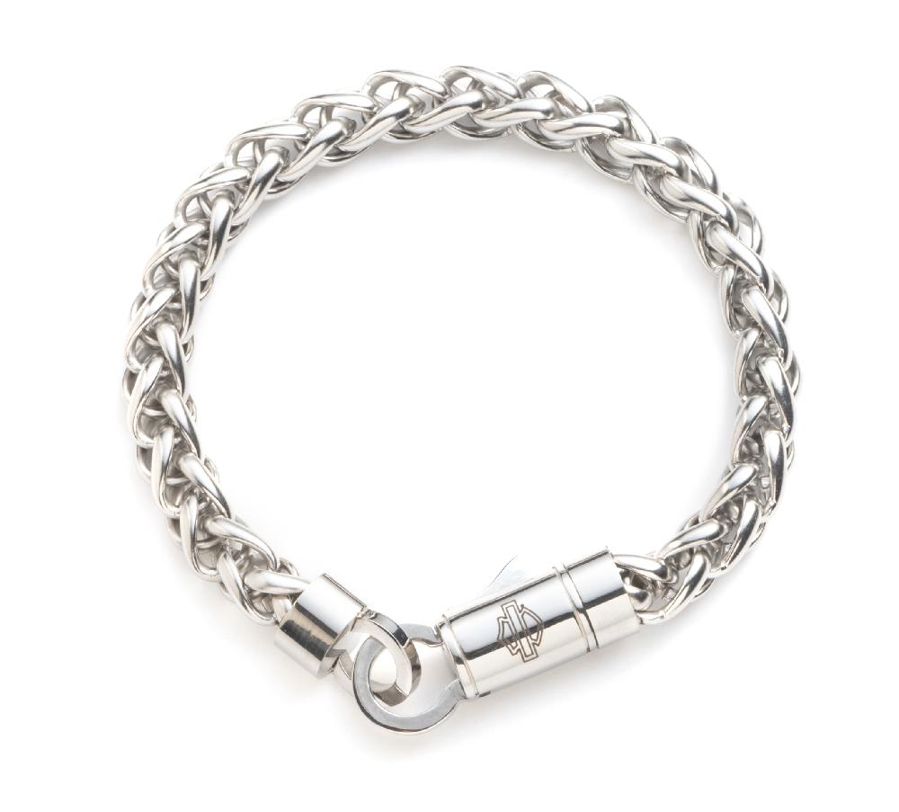 harley Men's 9" Bar & Shield Rope Chain Bracelet
