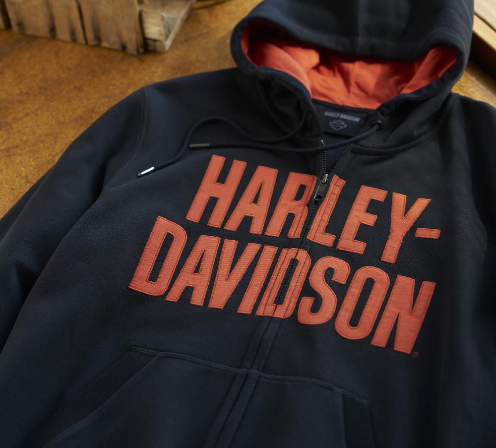 Harley Men's Bar Font Zip-Up Hoodie