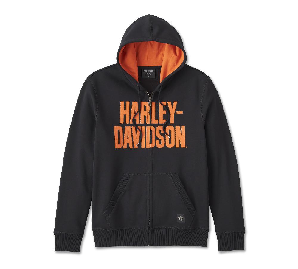harley Men's Bar Font Zip-Up Hoodie