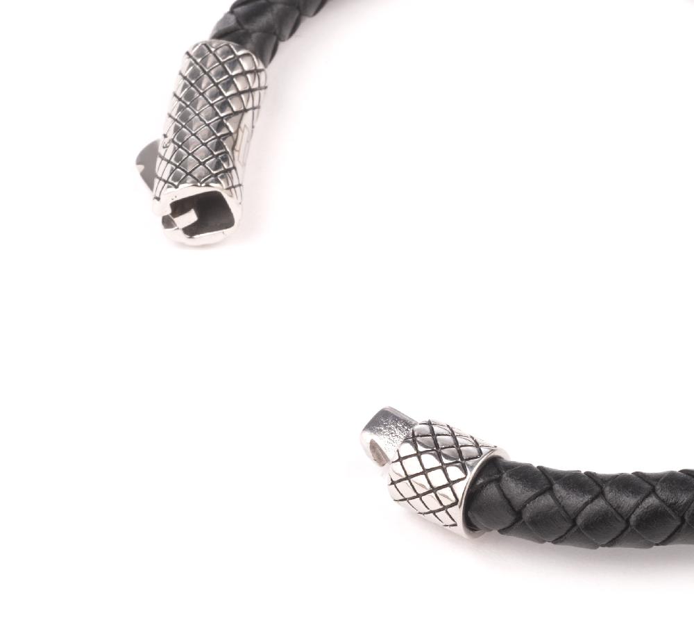 Harley Men's Bar & Shield Braided Leather Bracelet