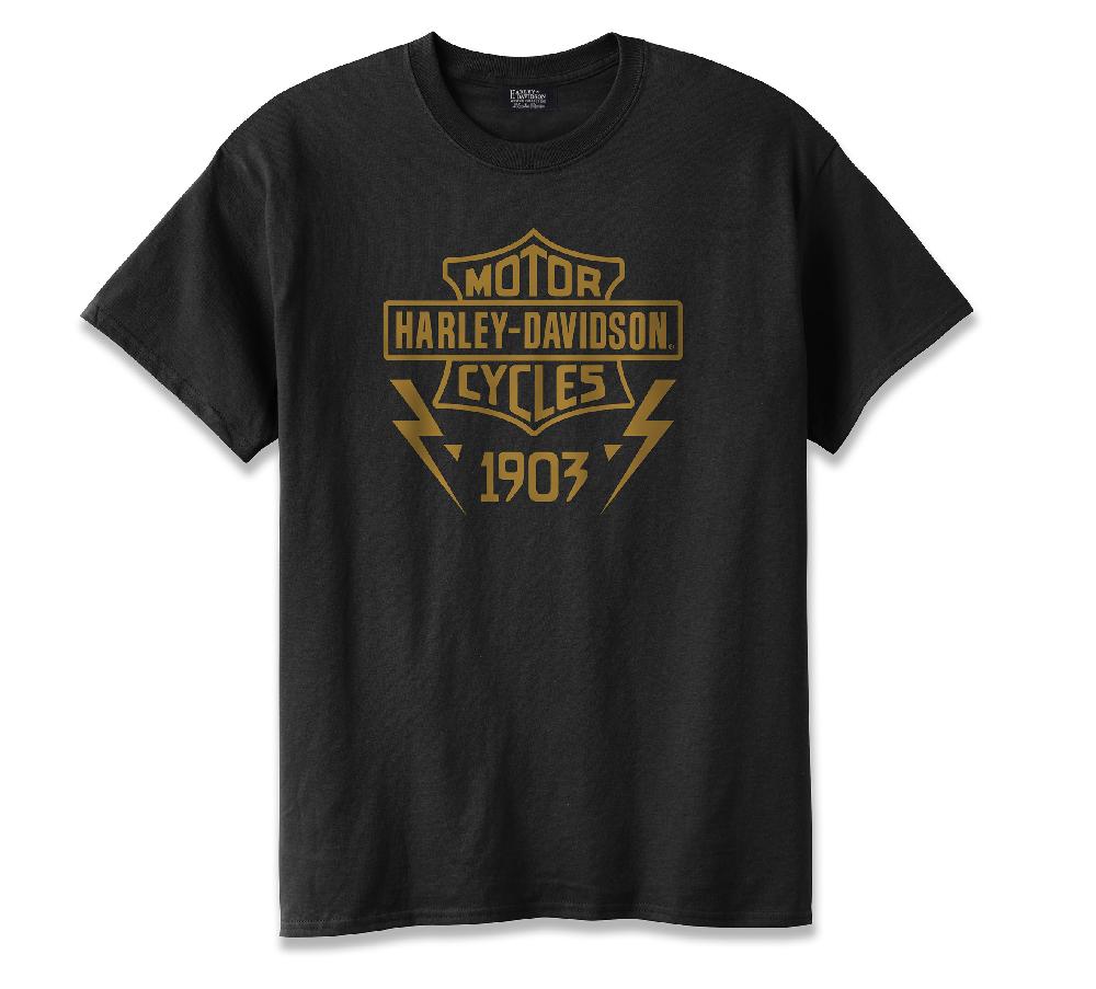 harley Men's Bar & shield Lightning Bolt Tee