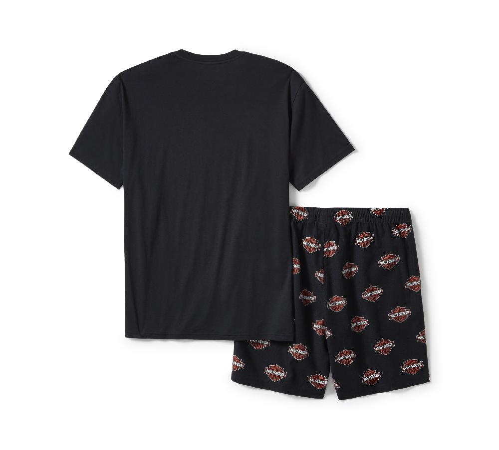 Harley Men's Bar & Shield Print Pajama Shorts Set