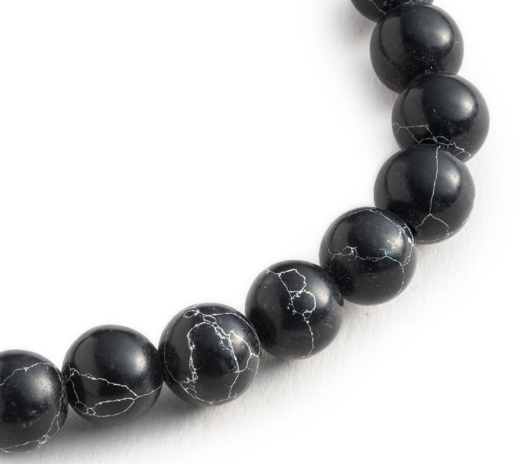 Harley Men's Bead Logo Plaque Stretch Bracelet