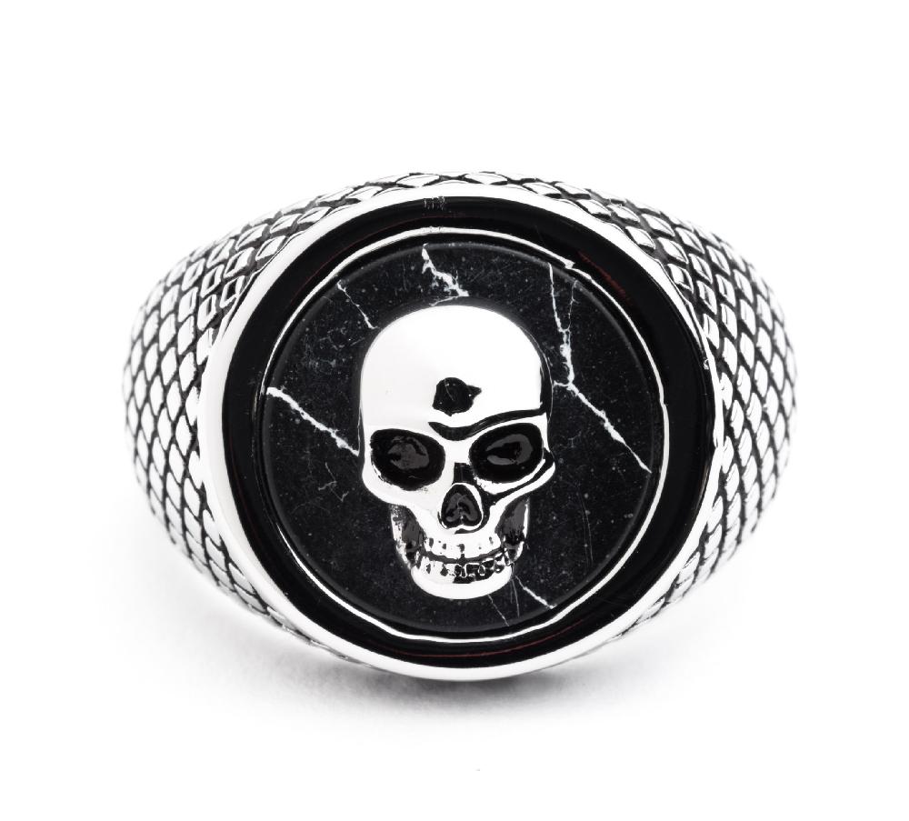 harley Men's Black Circle Skull Ring