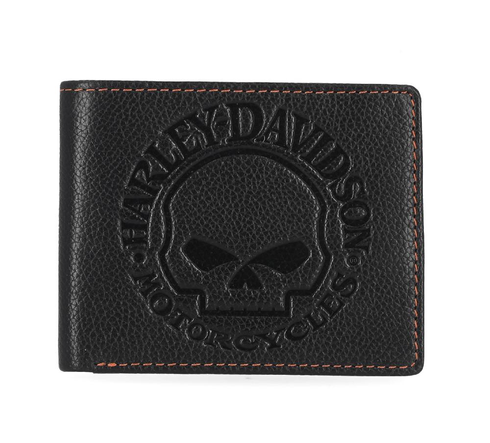 harley Men's Classic Leather Skull Passcase