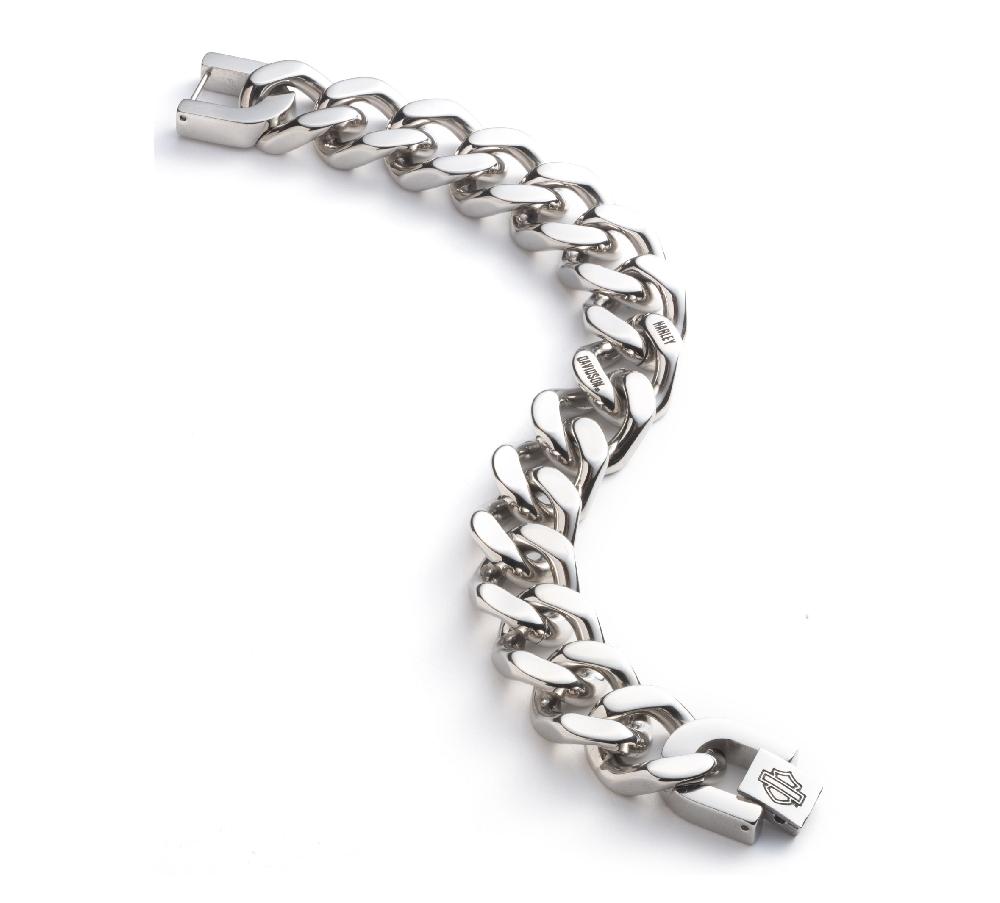 Harley Men's Large Curb Chain Logo Bracelet