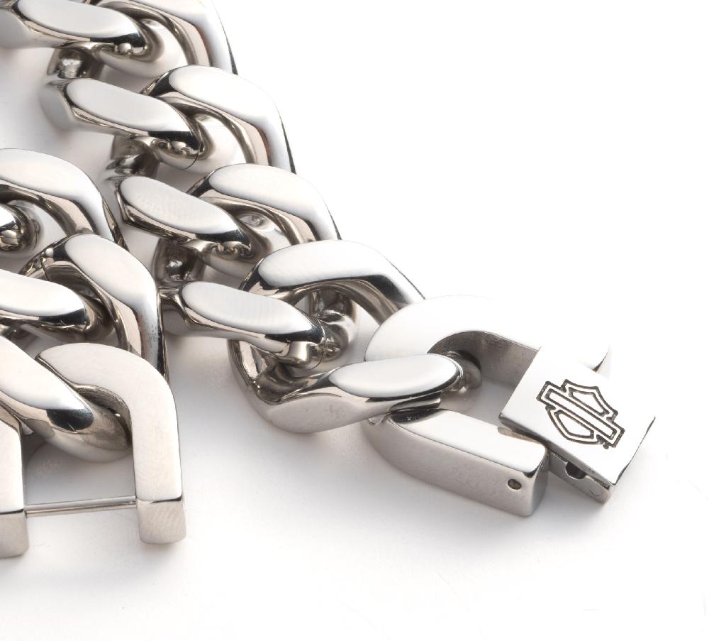 Harley Men's Large Curb Chain Logo Bracelet