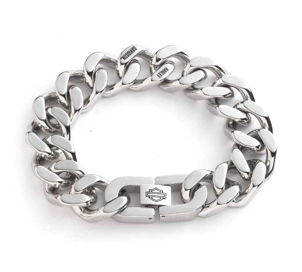 harley Men's Large Curb Chain Logo Bracelet