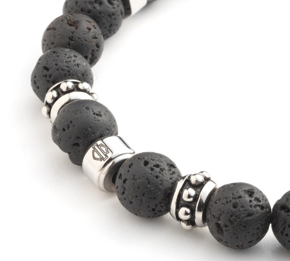 Harley Men's Lava Bead Rondelle Bracelet