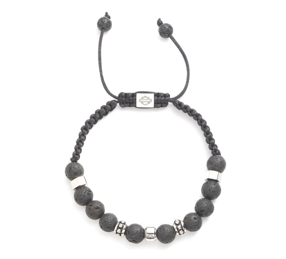 harley Men's Lava Bead Rondelle Bracelet
