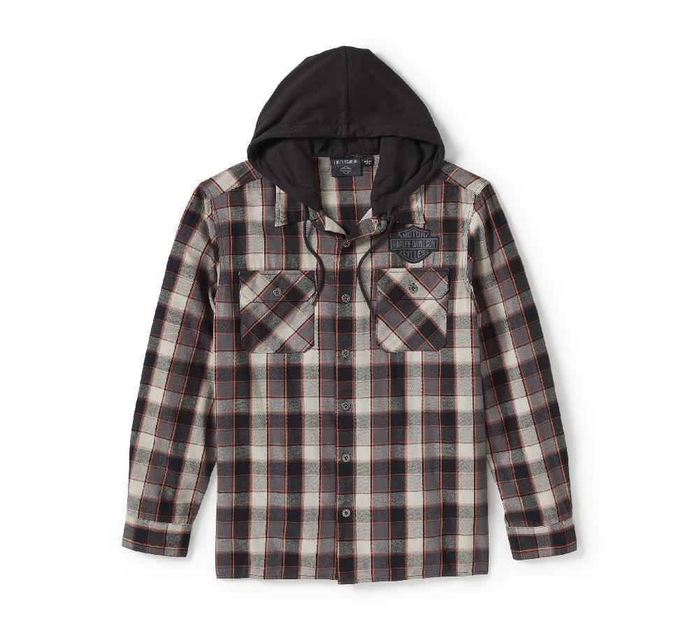 harley Men's Metal Bound Long Sleeve Hooded Shirt