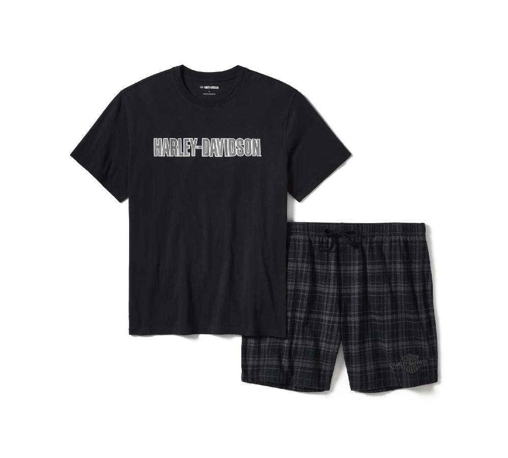 harley Men's Plaid Pajama Shorts Set