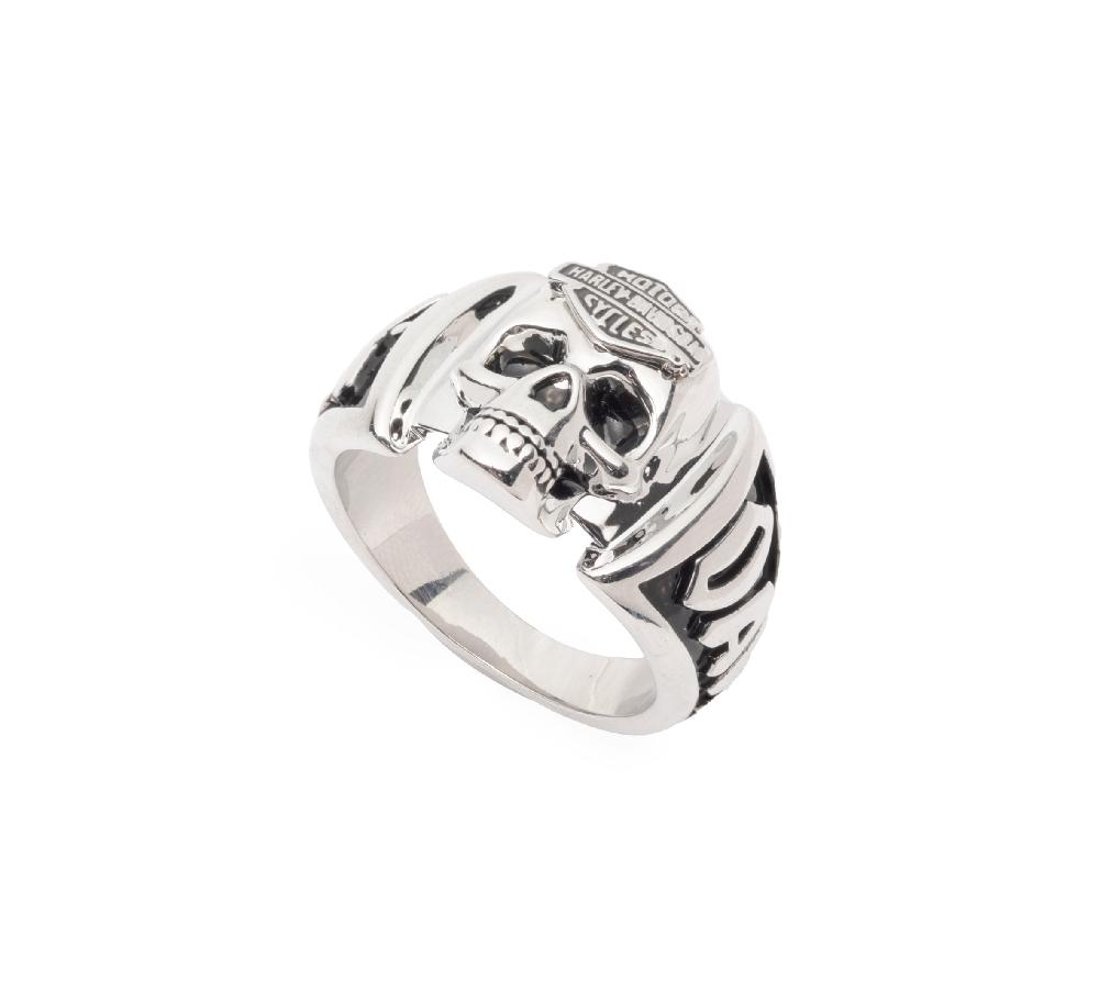 Harley Men's Skull And Bar & Shield Contrast Ring