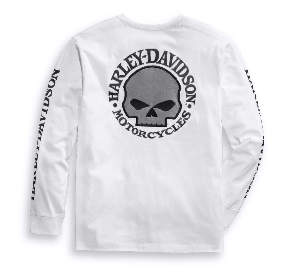 Harley Men's Willie G Skull Long Sleeve Tee - White
