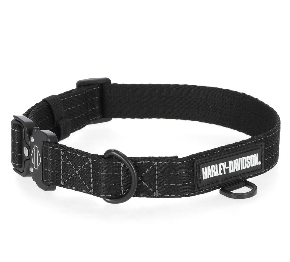harley Nylon Dog Collar Black Md/Lg 19"-23"