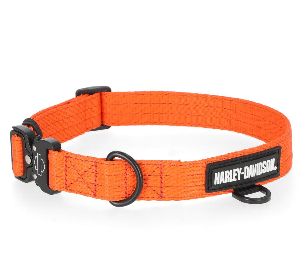 harley Nylon Dog Collar Orange Md/Lg 19"-23"