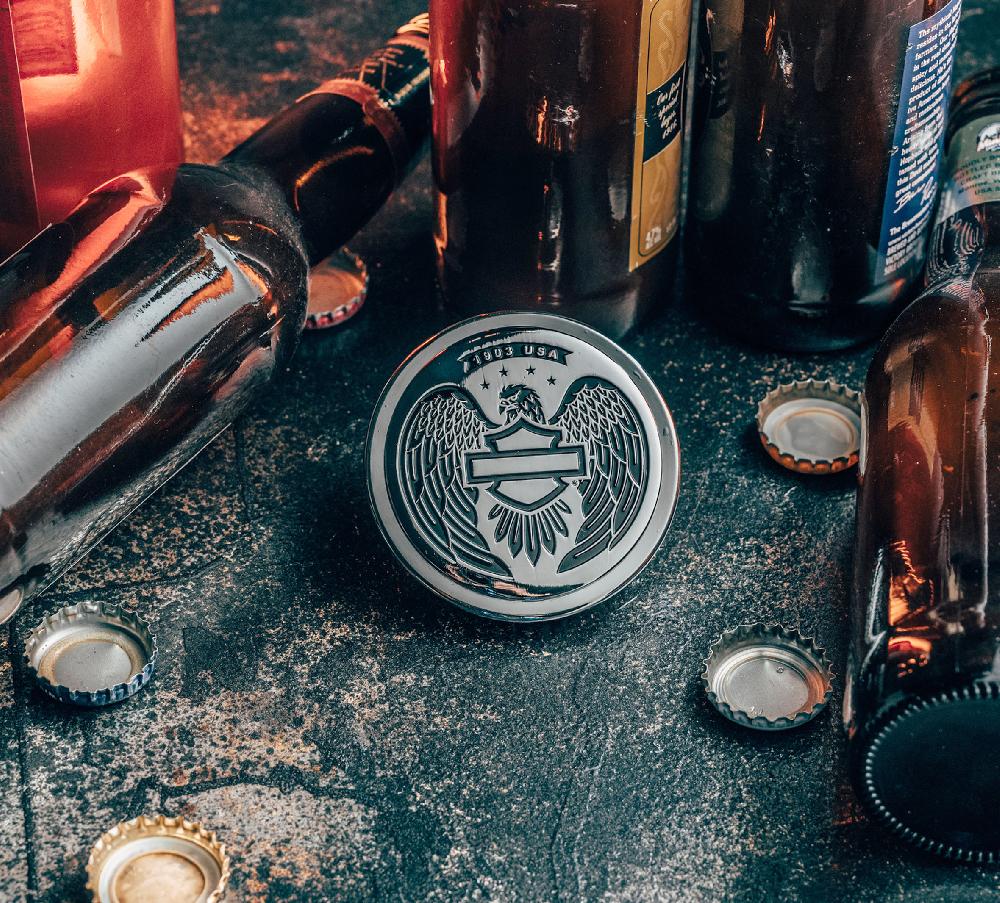 Harley Open Bar & Shield Eagle Bottle Opener