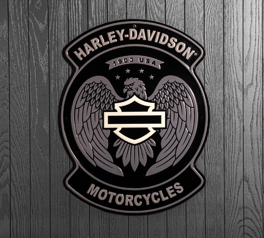 Harley Open Bar & Shield Eagle Metal Sign
