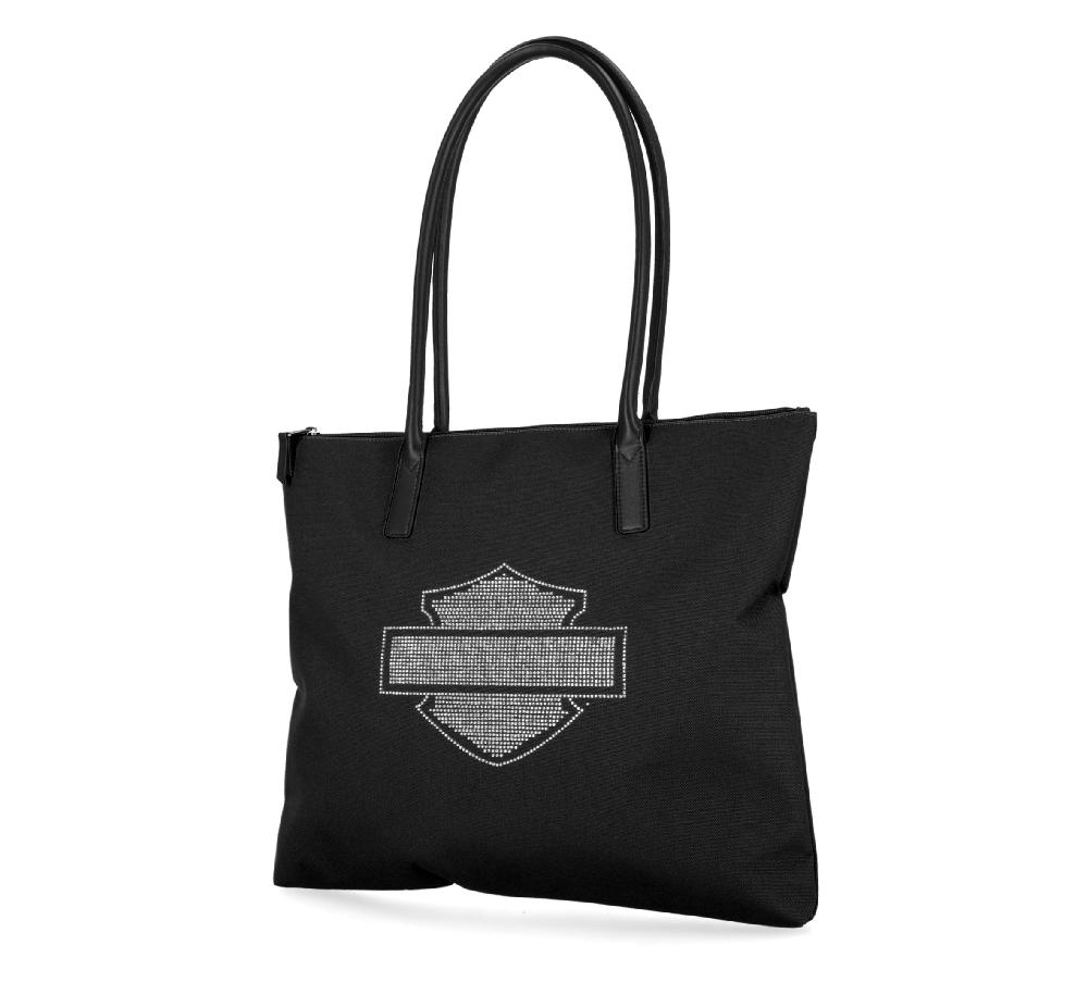 Harley Open Bar & Shield Rhinestone Flat Tote