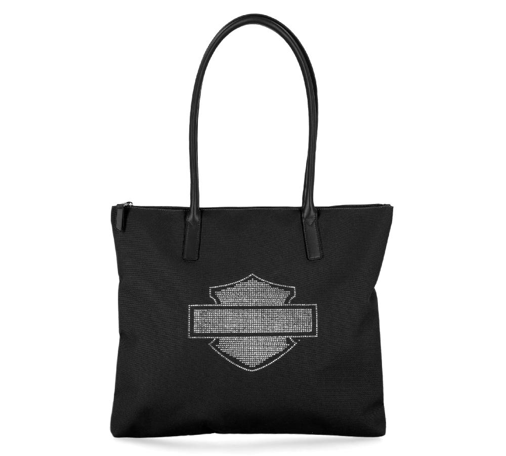 harley Open Bar & Shield Rhinestone Flat Tote