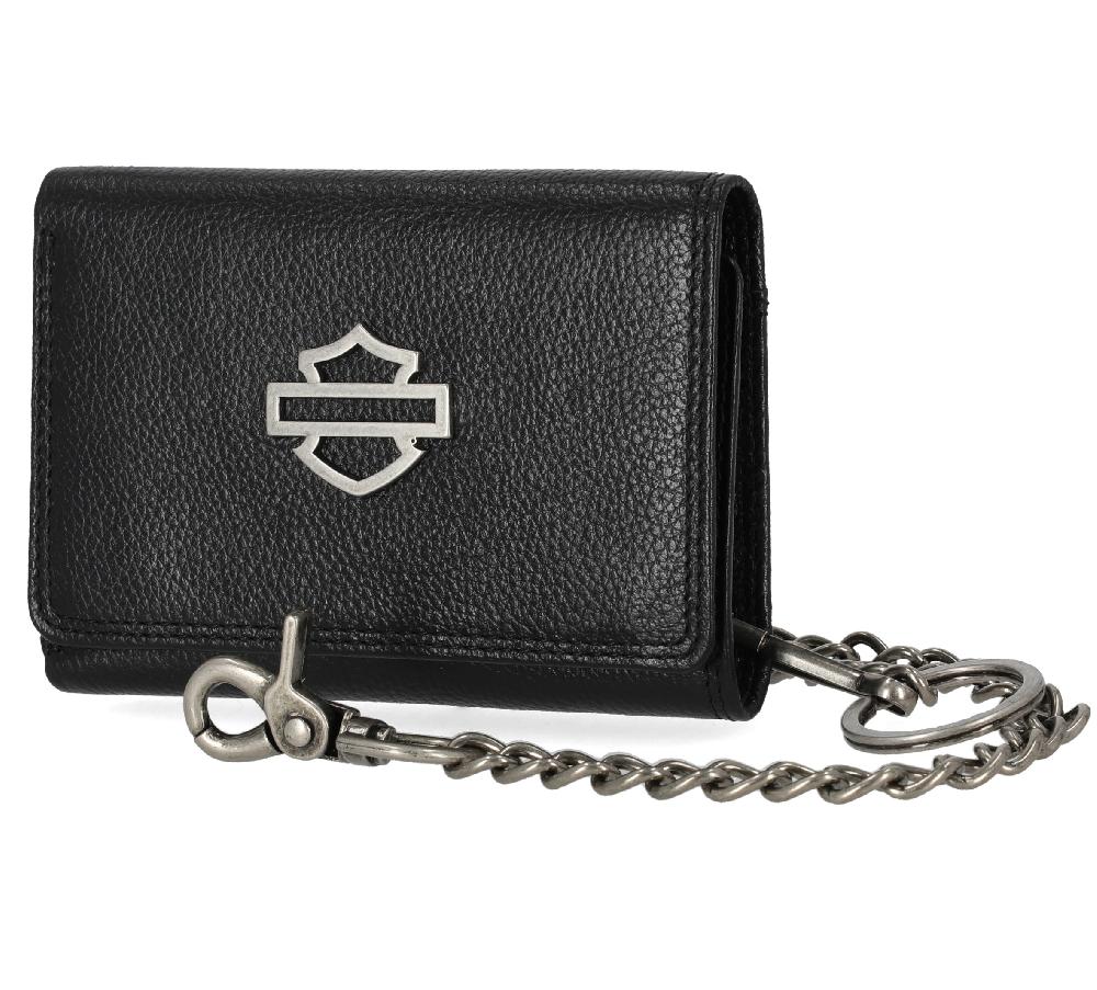 Harley Open Bar & Shield Trifold Chain Wallet