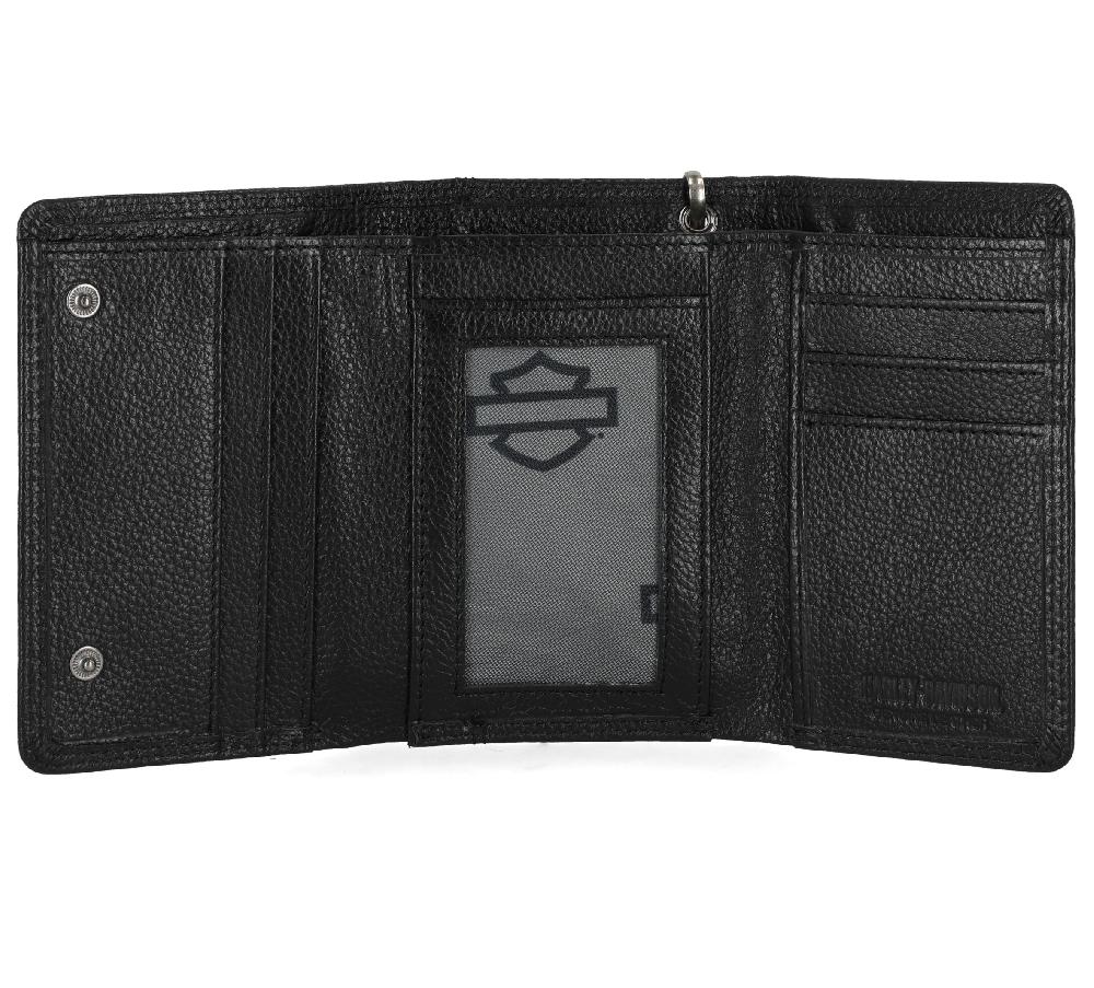 Harley Open Bar & Shield Trifold Chain Wallet