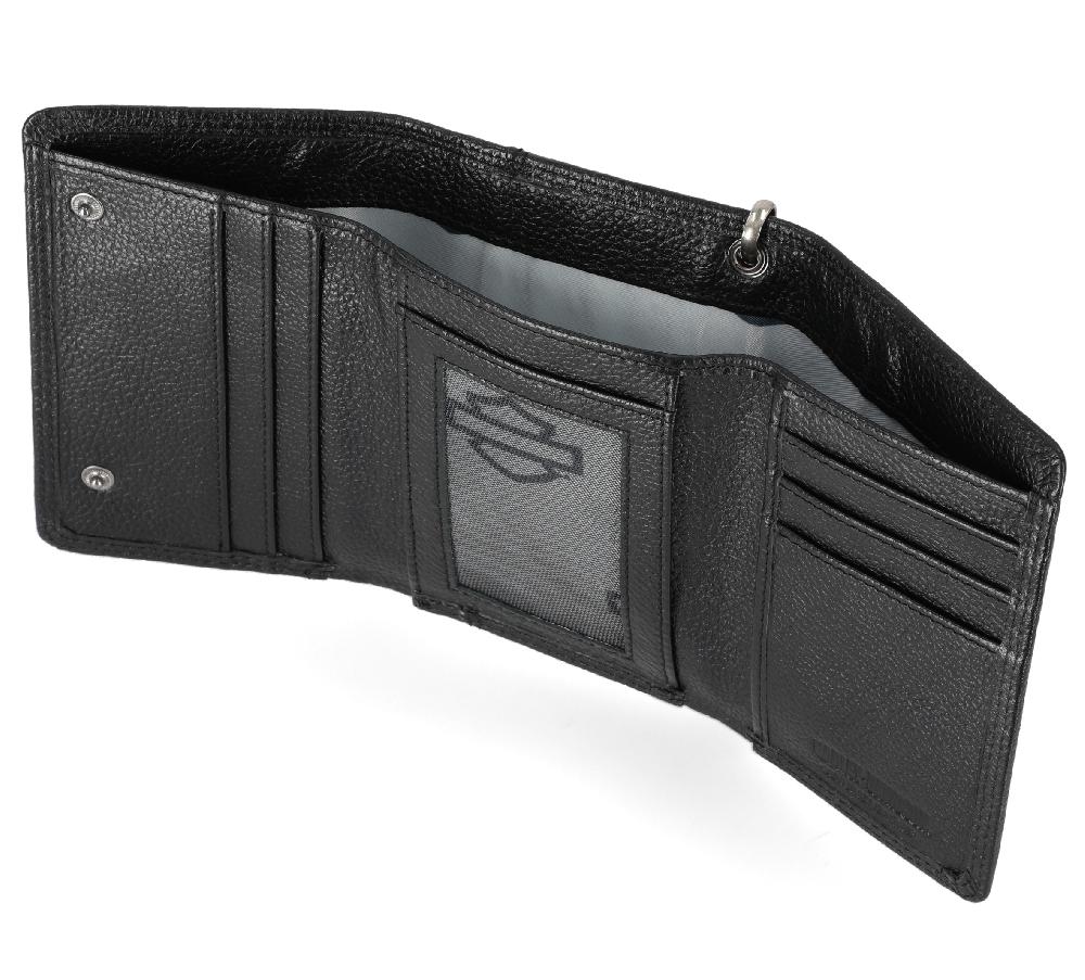 Harley Open Bar & Shield Trifold Chain Wallet