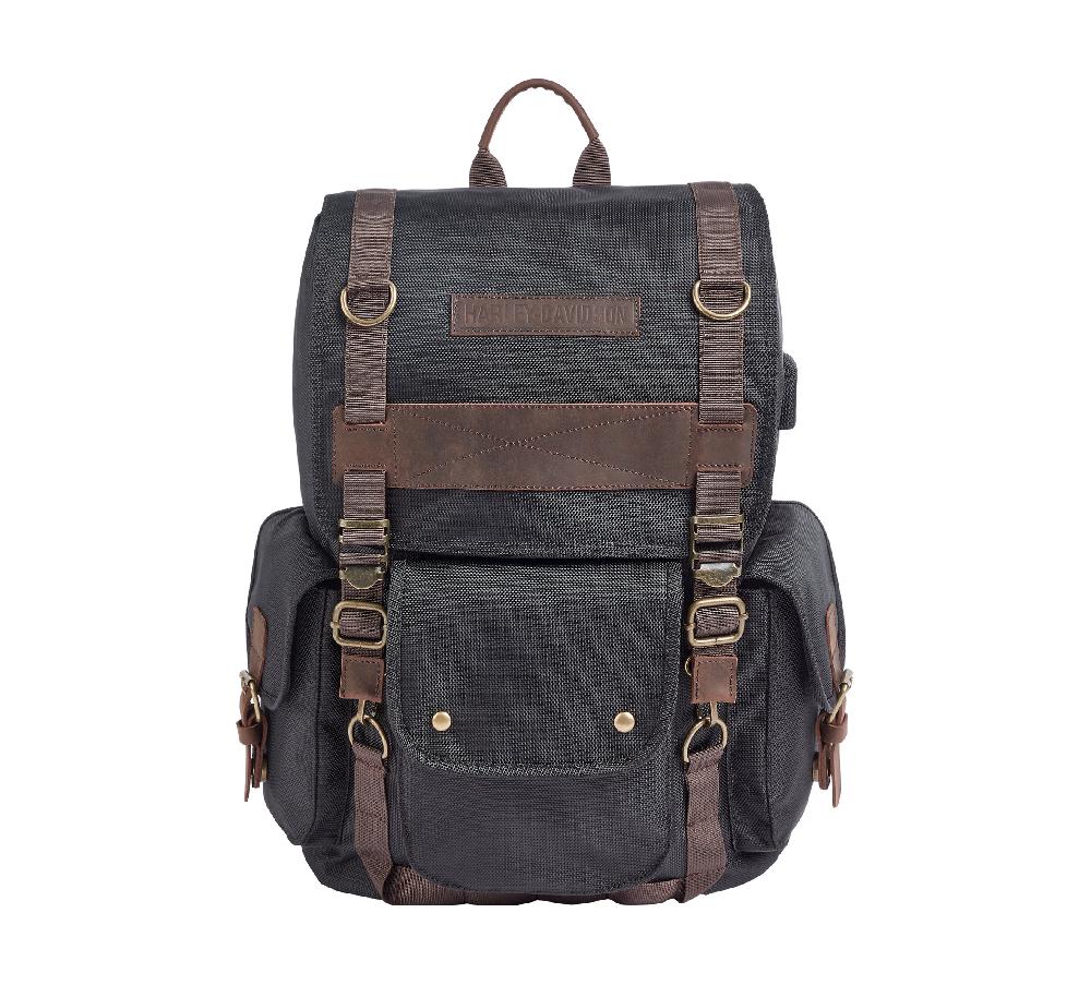 harley Ponderosa Ballistic & Leather USB Backpack