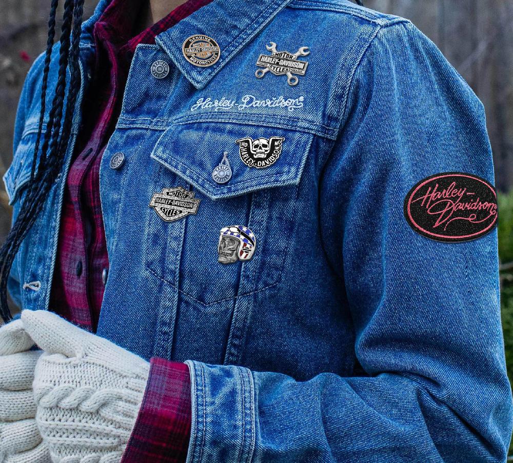 Harley Rhinestone Text Bar & Shield Pin