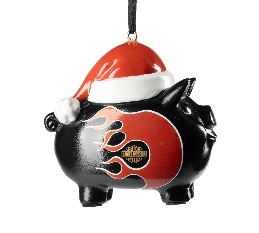 Harley Santa Hog Flame Ornament