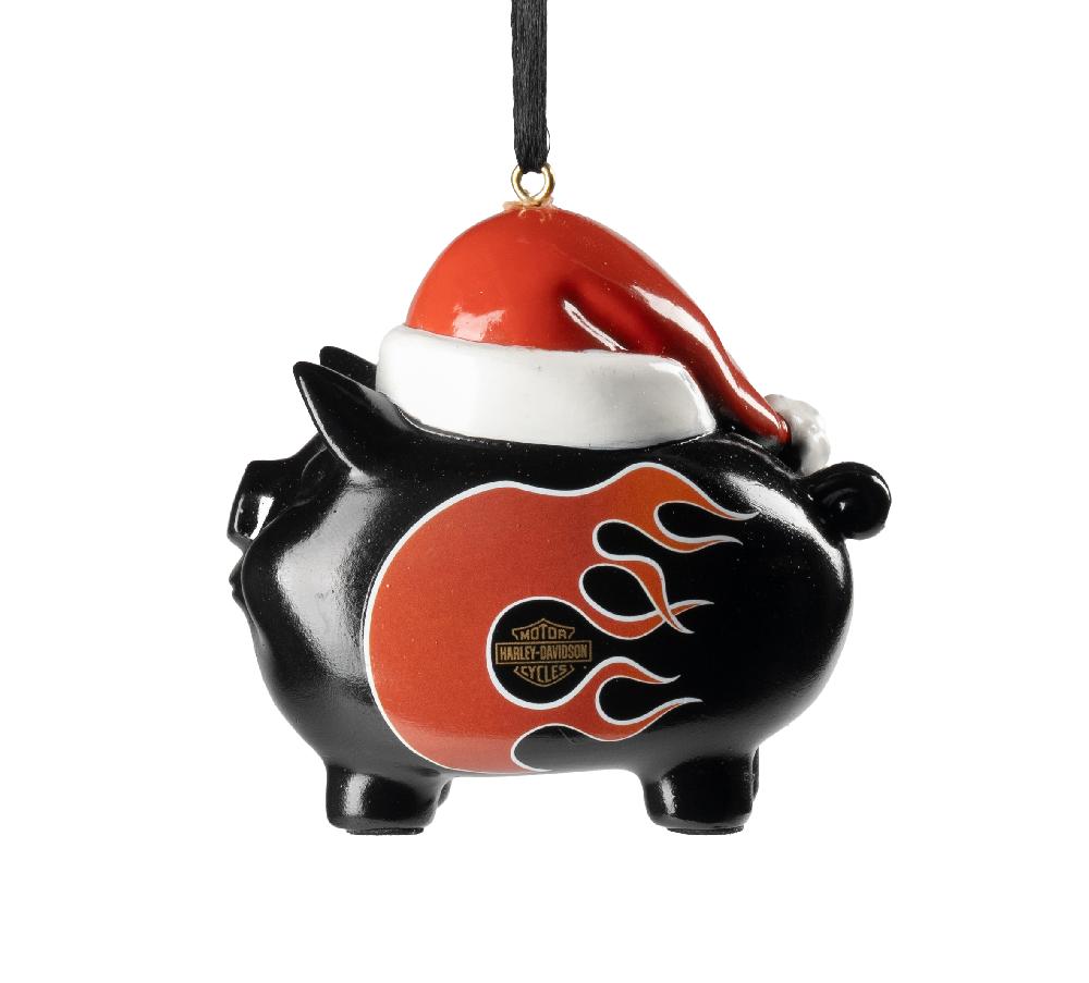 Harley Santa Hog Flame Ornament